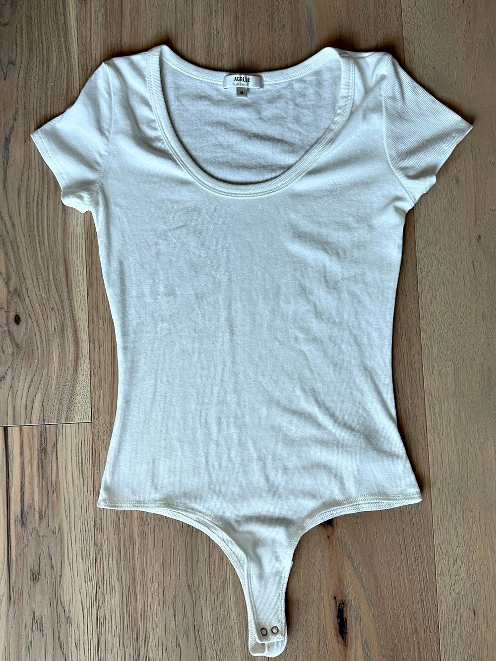 AGOLDE Short Sleeve Rib Bodysuit White Medium
